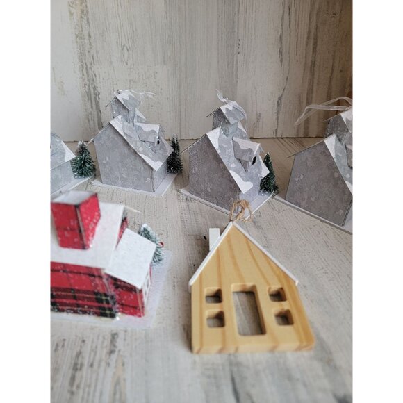 Winter scenic snow house ornament Xmas set unique home - Picture 6 of 8